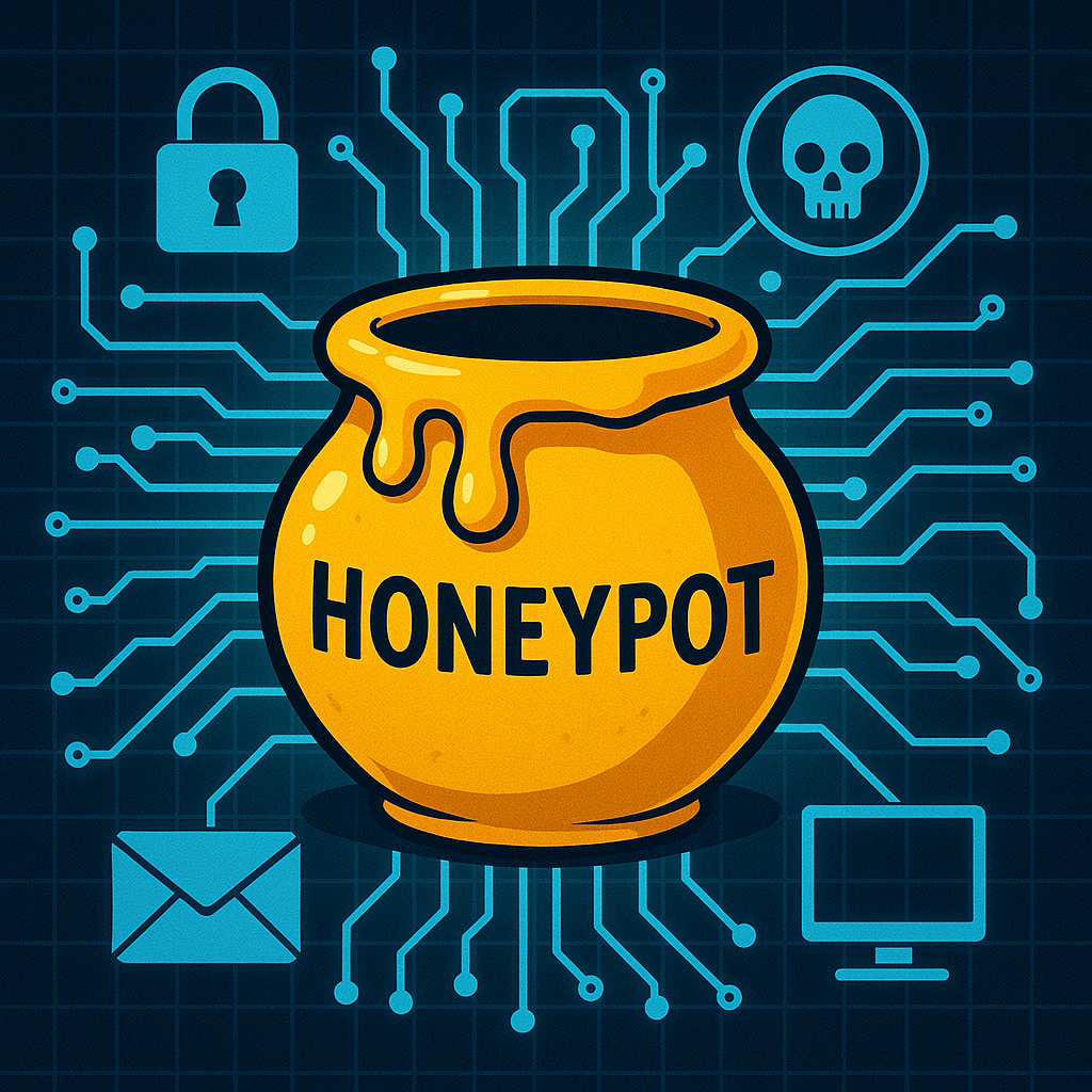 Honeypot illustration with circuit background